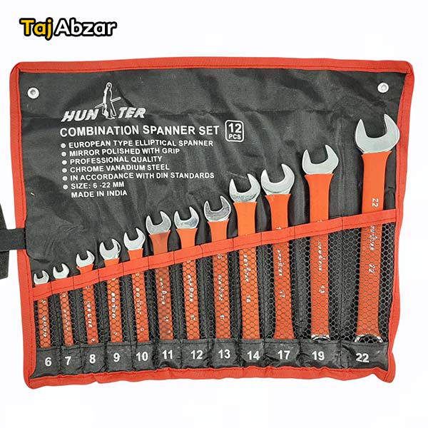 مجموعه 12عددی آچار روکش دار یکسر تخت یکسر رینگی هانتر Hunter