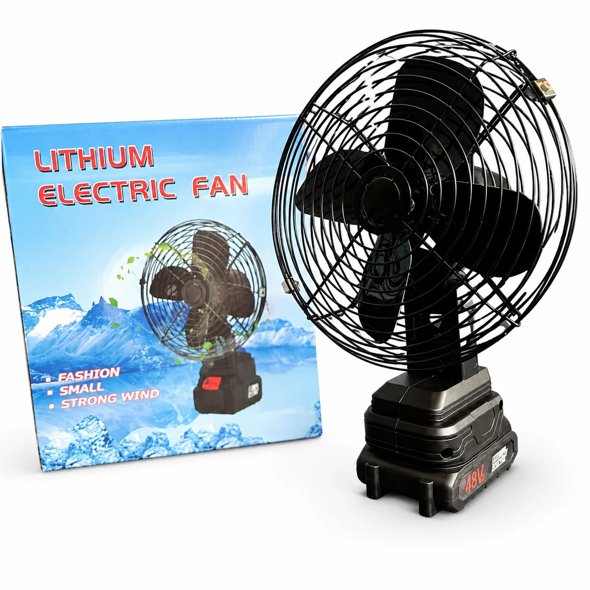 پنکه شارژی ۴۸ ولت توری فلزی مدل FAN LITHIUM 3PIN